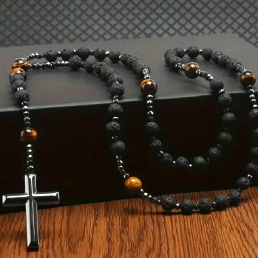 🙏 Rugged Lava Stone Rosary